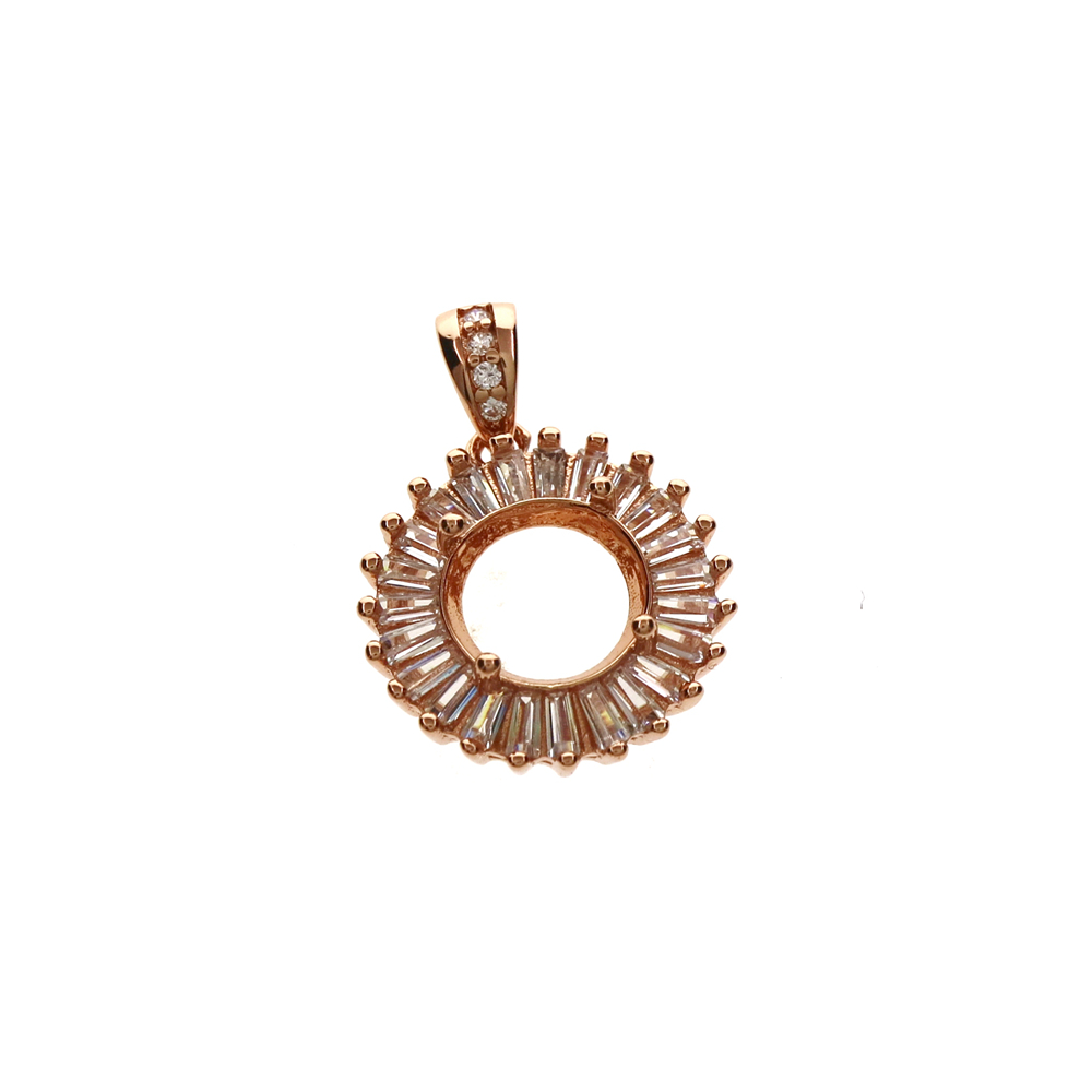 1Pcs 4-12MM Round Bezel Rose Gold Silver Gems Cz Stone Solid 925 Sterling Silver Prong Pendant Charm Settings 1411227 - Click Image to Close